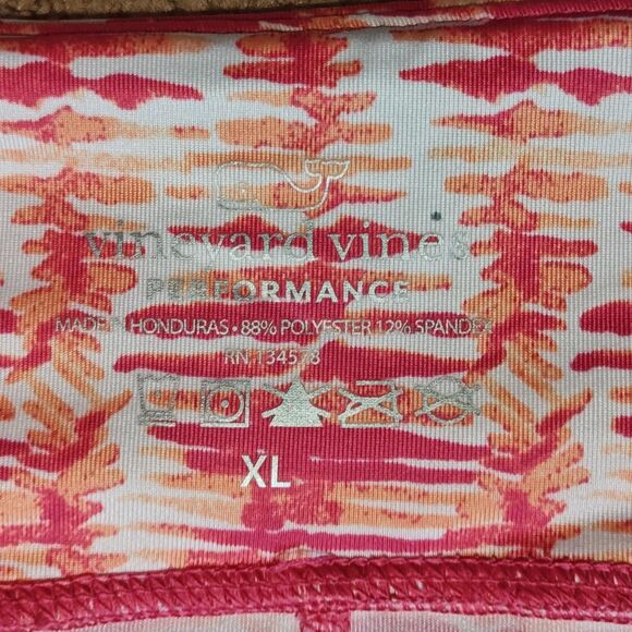 Vineyard Vines Performance Leggings Womens XL Pink/Orange Print Back Zip Pocket - Picture 3 of 9